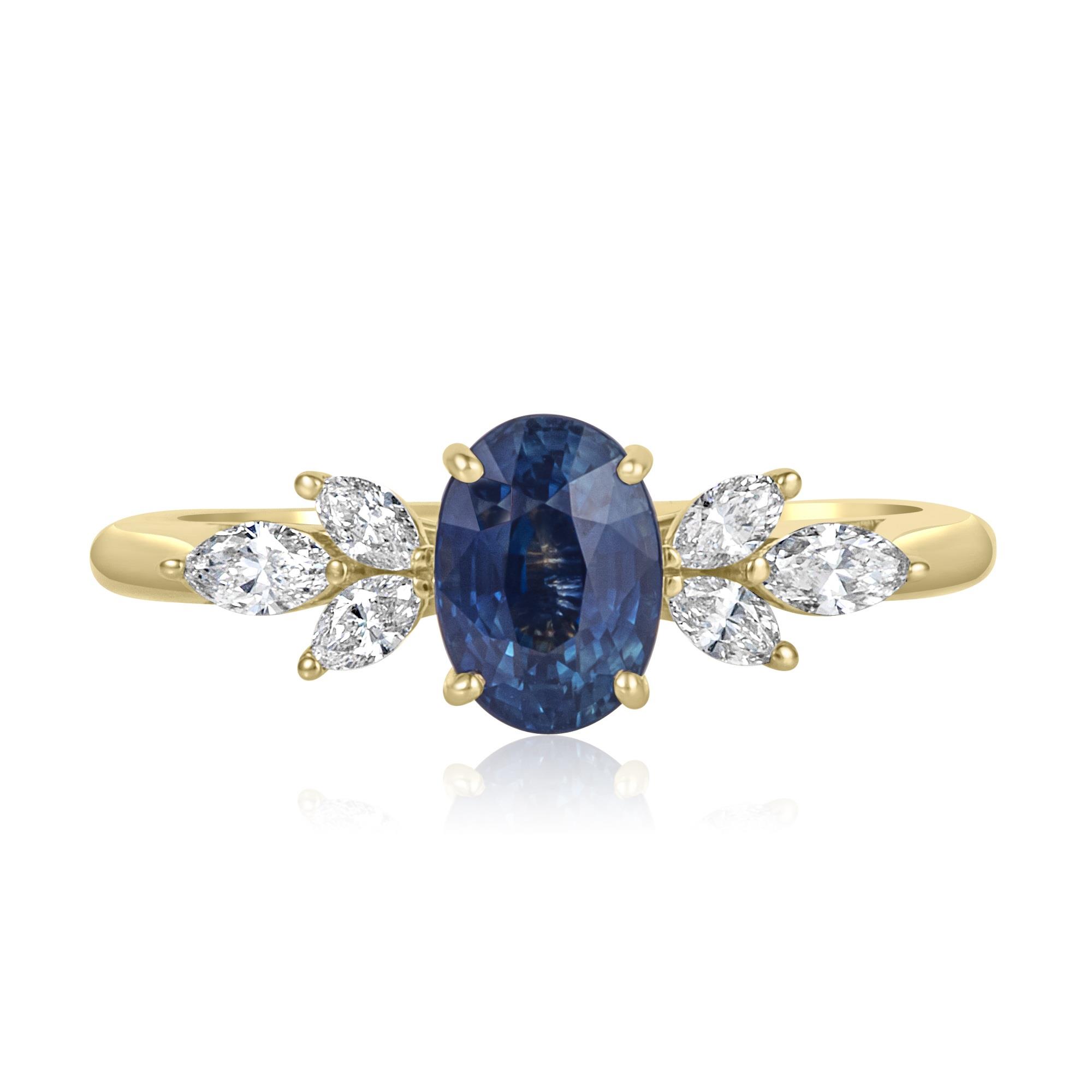 Oval Teal Sapphire and Diamond Ring | Pravins