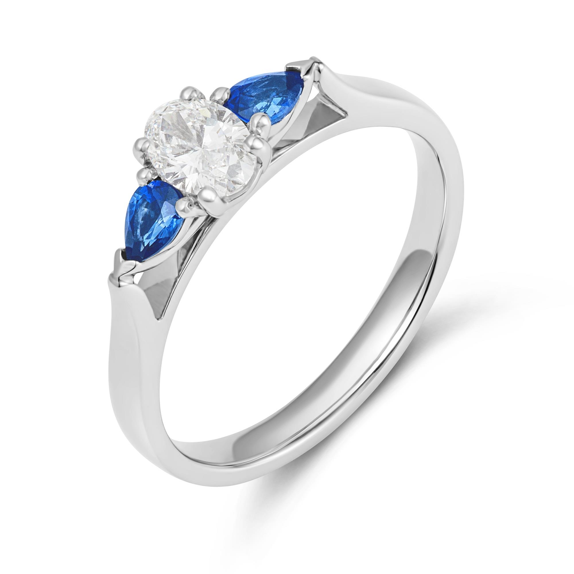 Oval Diamond and Pear Shape Sapphire Ring | Pravins