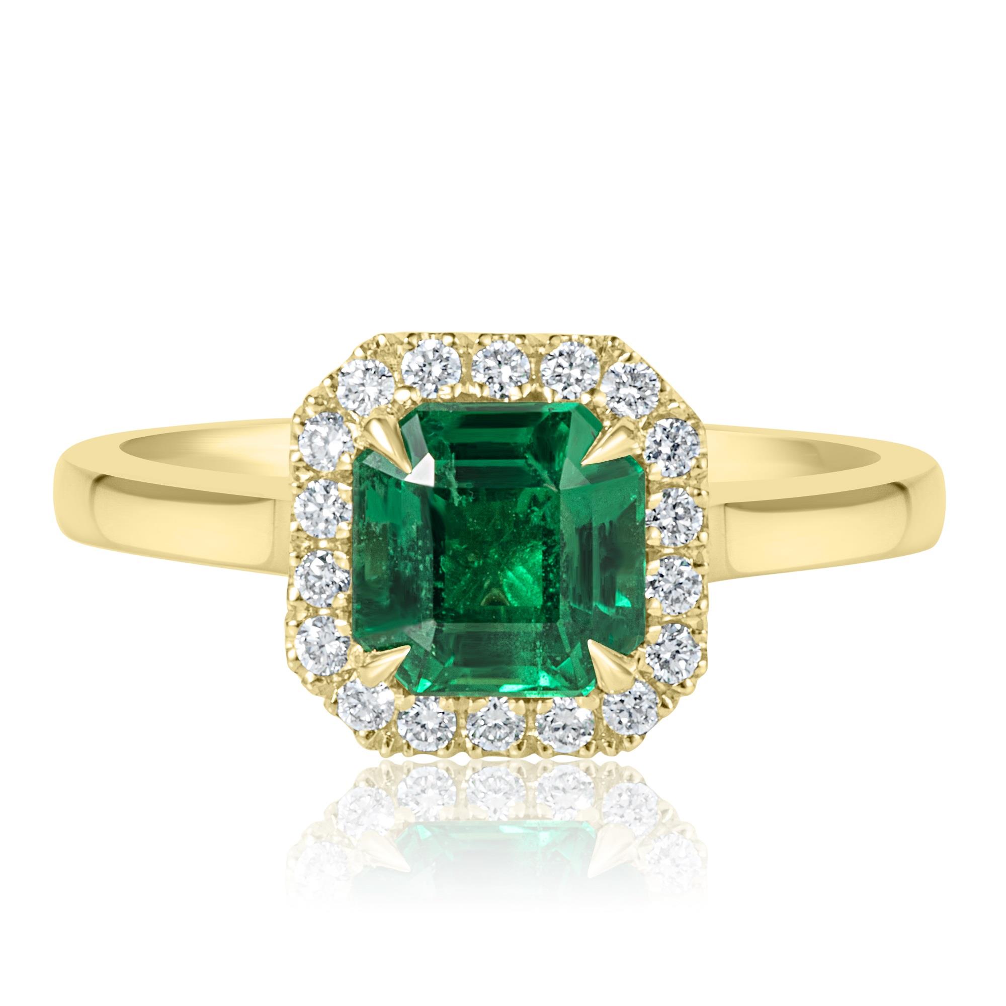 Asscher Cut Emerald and Diamond Ring | Pravins