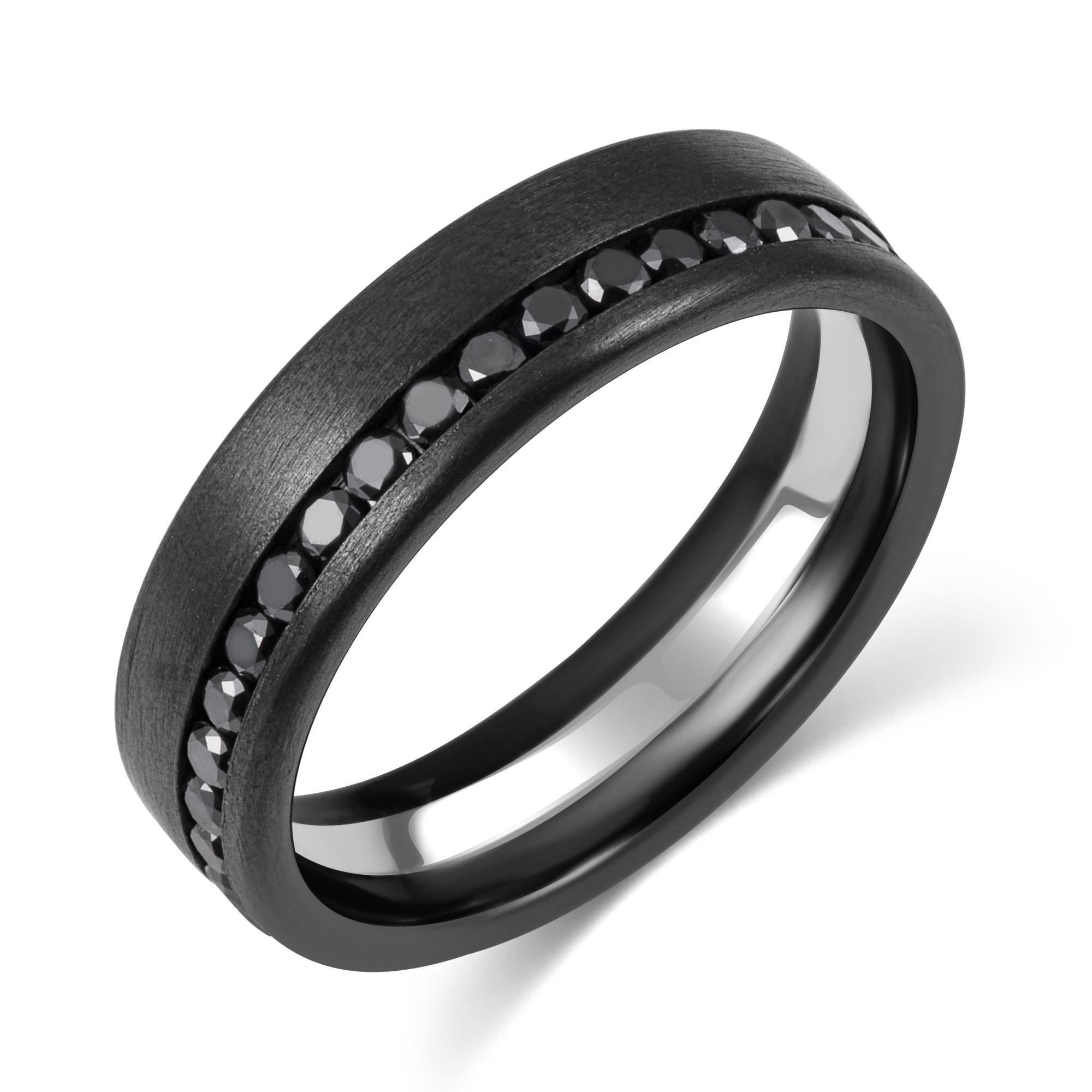 Black Zirconium Black Diamond Wedding Ring Pravins