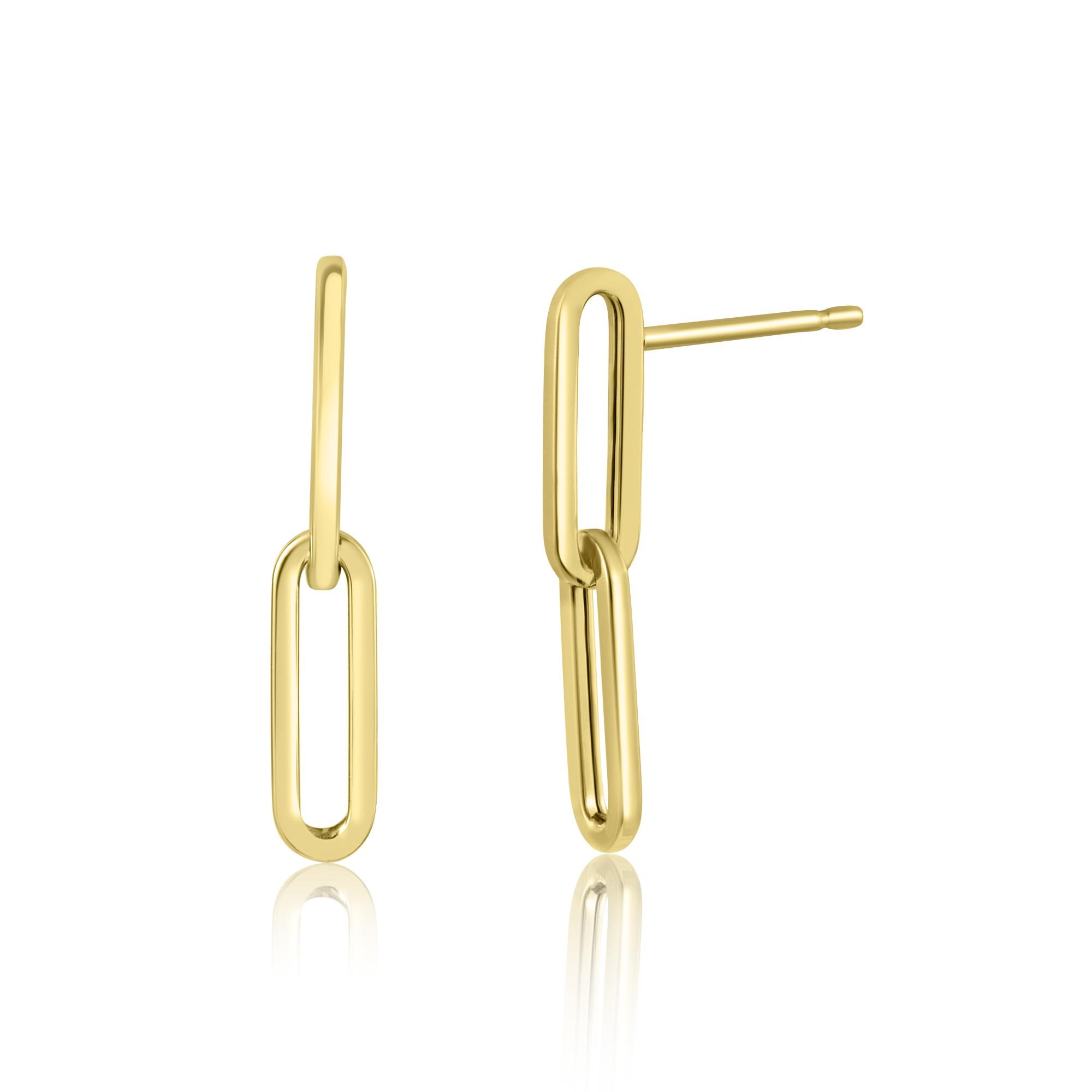 18ct Yellow Gold Paperlink Earrings | Pravins