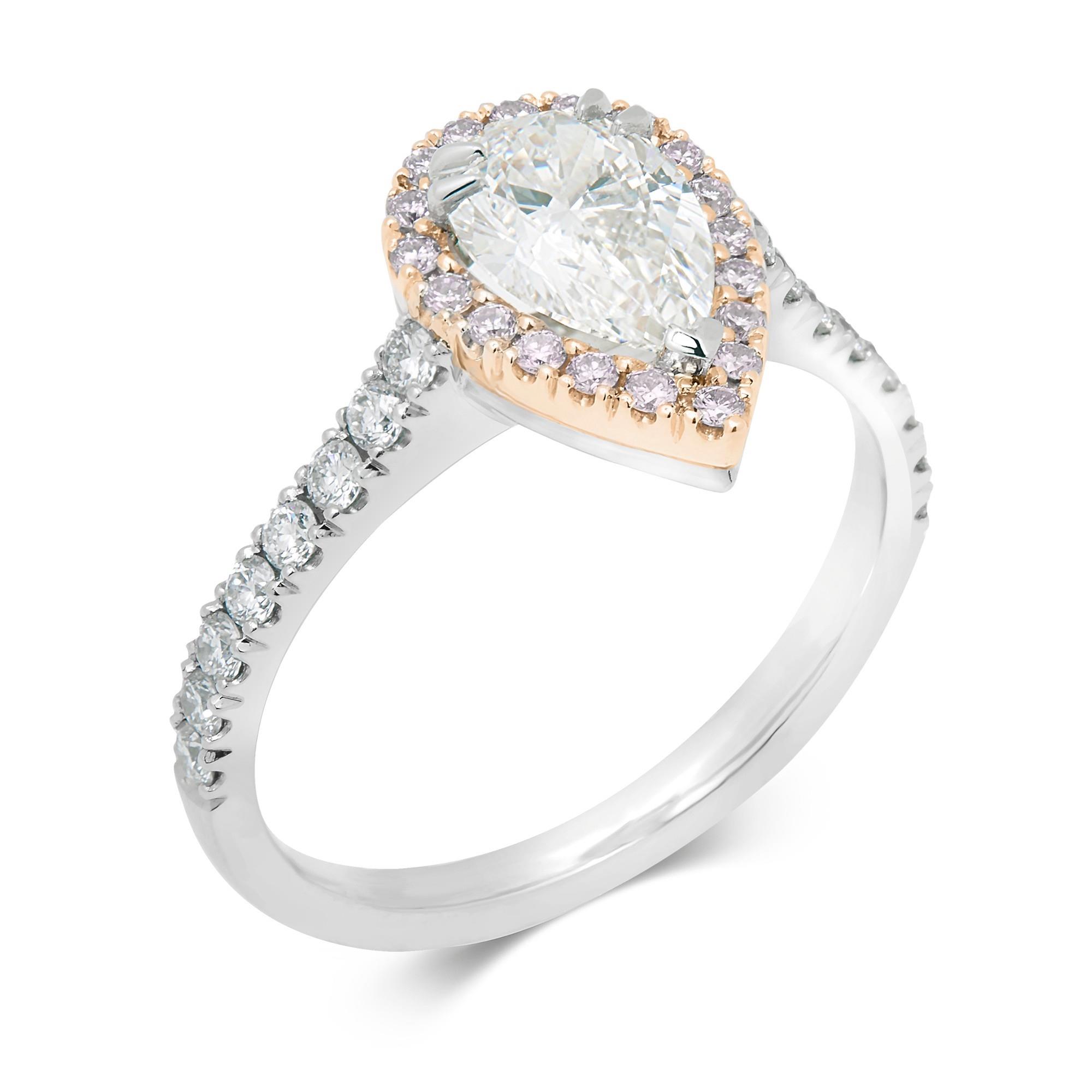 Platinum Pear Shape Pink Diamond Ring | Pravins