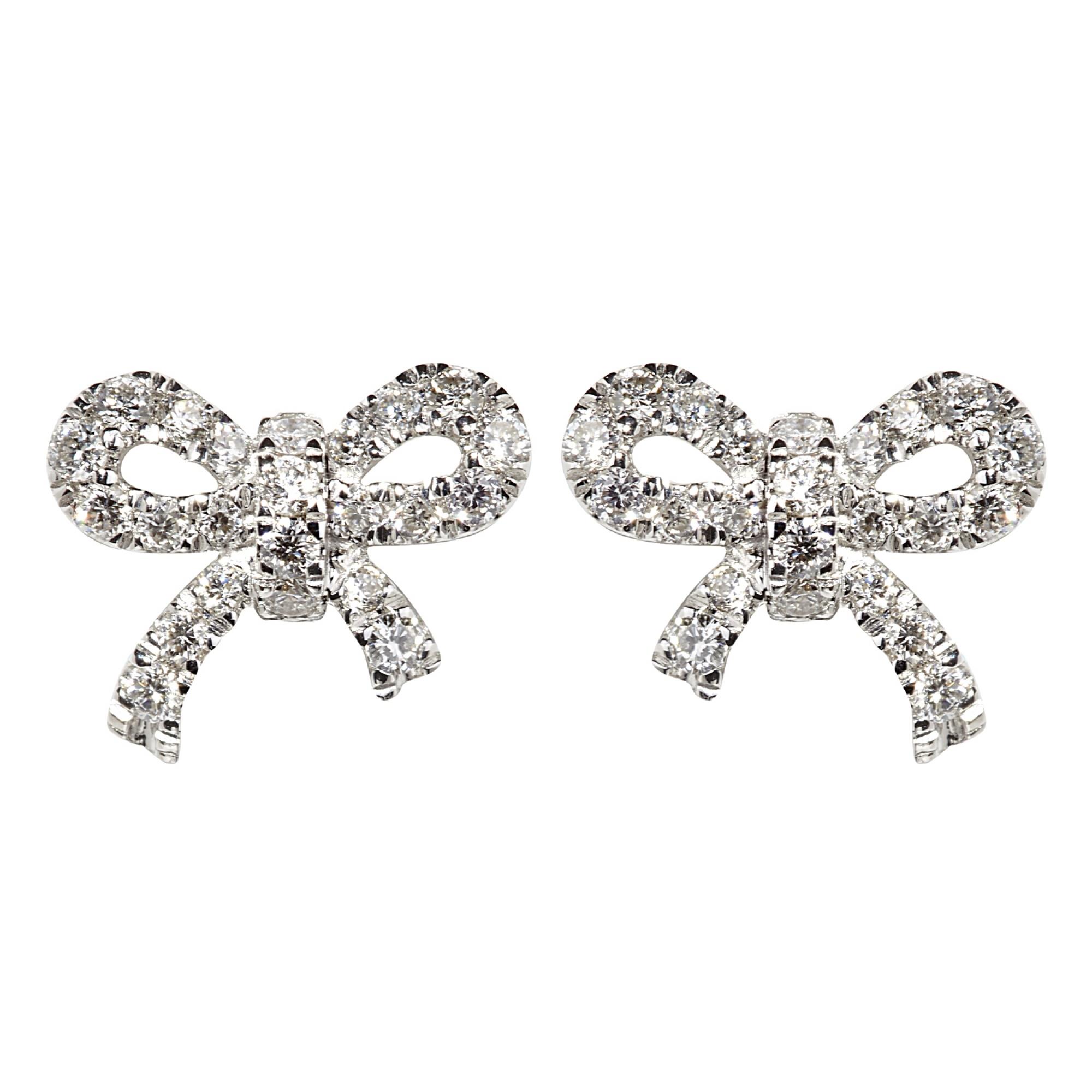 18ct White Gold Bow Shape Stud Earrings | Pravins Jewellers