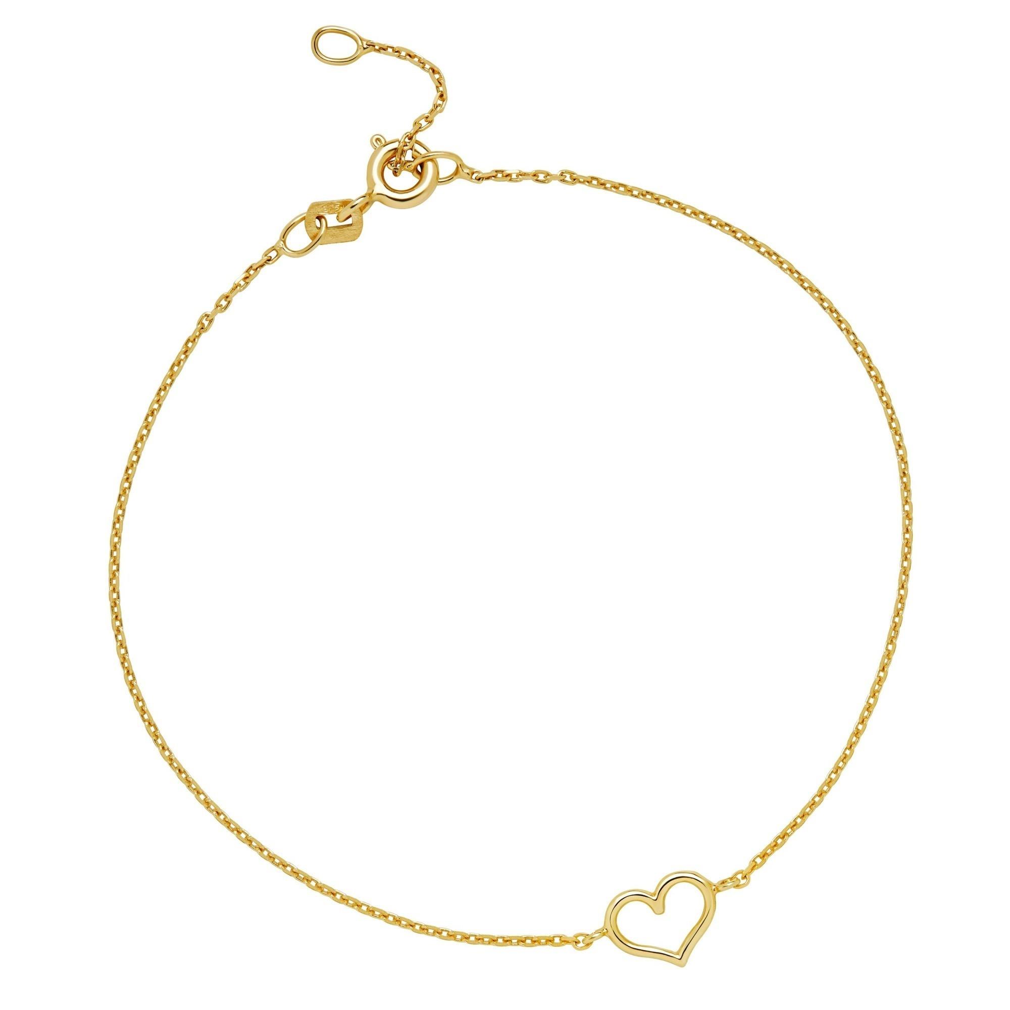 9ct Yellow Gold Heart Bracelet | Pravins Jewellers